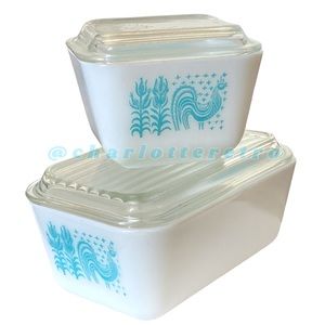 MCM vtg Pyrex Butterprint Refrigerator Dishes